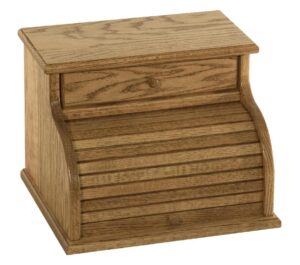 SUPERIOR WOODCRAFTS - Roll Top Breadbox with Drawer (B180710) - Dimensions (in inches): 16 x 12 x 14.5