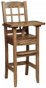 SUPERIOR WOODCRAFTS - Maysbury Highchair - Dimensions (In inches): 19x19x42, Tray Height 32, safety strap available.