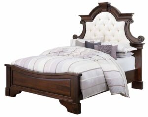 SCHWARTZ - Francine Bed - Dimensions: HB posts 74 inch, FB posts 24 inch, Overall size: CA King 87 inch x 90 1/2 inch, King 87 inch x 86 1/2 inch, Queen 75 inch x 86 1/2 inch