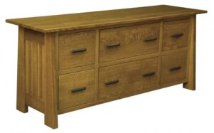 L & N - Freemont Mission Six Drawer Credenza: 74x22x31, 14½ inch Drawer.