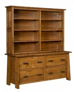 L & N - Freemont Mission Four Drawer Lateral File Cabinet: 69x22x31, With Bookcase Topper: 68x13½x47.