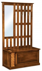A & J - Country Hall Seat - Dimensions (in inches):42w x 19d x 72h, Basket Size - Dimensions (in inches):15w x 4d x 14h, Mirror - Dimensions (in inches):12-5/8w x 36h, Lift Lid For Storage.