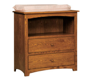 OLD TOWN OAK - Monterey 2 Drawer Dresser - Dimensions: 38"w x 39"h x 19"d, shown with contoured changing pad