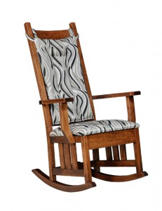 D & E - Harrisburg Mission Rocker: Overall size in inches: 46h x31d x 28w, Available with fabric seat or tie on pillows