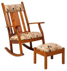 D & E - Oakland Supreme Panel Rocker: Overall size in inches: 44h x31d x 29w, Seat size:21.5w x 19.5d, Distance between armrests: 21, Floor to fabric or leather seat top: 18, Available in fabric or leather seat only, headcrest cushion available