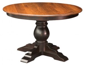 WEST POINT - Albany Single Pedestal Table - Dimensions: 48" or 54" round with up to 3 leaves and 60" round with up to 2 leaves - Custom finish options available, please see store for details.