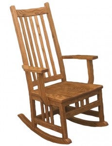 D & E - Regular Mission Rocker: 47h x 31d x 27.5w, Seat size:19d x 21w, Available with Fabric seat and/or tie on back cushion.