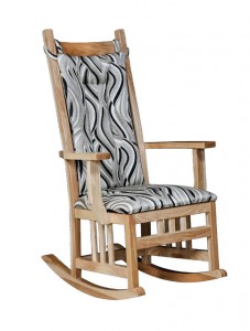 D & E - Regular Mission Rocker: 47h x 31d x 27.5w, Seat size:19d x 21w, Available with Fabric seat and/or tie on back cushion.
