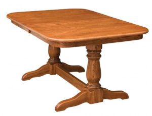 WEST POINT - Dutch Double Pedestal Table - Dimensions (in inches): 42x60, 42x66, 42x72, 48x60, 48x66, or 48x72 with up to 4 leaves (Not Available in 42x60 inch oval) - Custom finish options available, please see store for details.