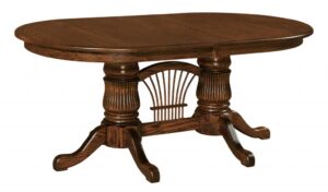 WEST POINT - Flute Double Pedestal Table - Dimensions (in inches): 42x60, 42x66, 42x72, 48x60, 48x66, or 48x72 with up to 4 leaves - Custom finish options available, please see store for details.