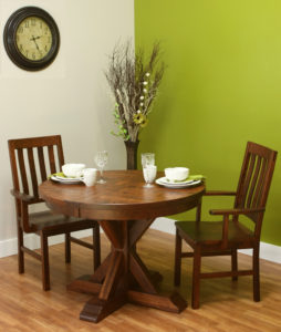 WOODSIDE - Alberta Table and Glemont Side Chair Collection - Table Dimensions: 42". 48", or 54" round with up to 2 leaves - All pieces sold separately - Custom finish options available, please see store for details.