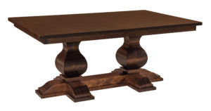 WEST POINT - Barrington Double Pedestal Table - Dimensions (in inches): 42 x 72 or 48 x 72 with up to four leaves - Custom finish options available, see store for details.