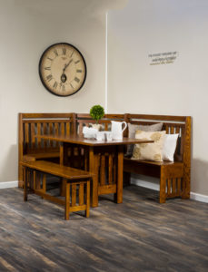 A & J - Bay Hill Nook Dining Set - AJW3000 - Dimensions (in inches): 72w x 58d x 41h - Includes storage under seats. Custom dimensions available, call store for details.