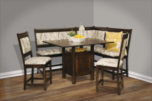 A & J - High Country Nook Dining Set (AJW4000HC) - Dimensions (in inches): 62d x 73w x 46h - Custom dimensions and finish option available, please see store fore details.
