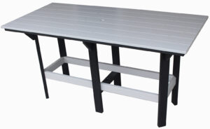 CREEKSIDE - Rectangle Table with Foot Rest (FT51) 5’ to 12' Long 34" or 39" Wide Dining, Counter, or Bar height Umbrella holes optional